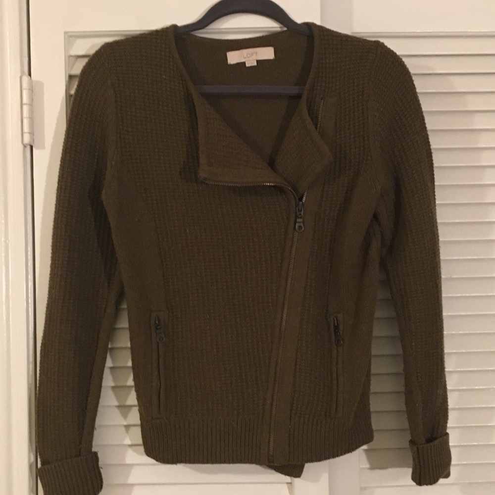 LOFT Cross-Stitch Side-Zip Cardigan